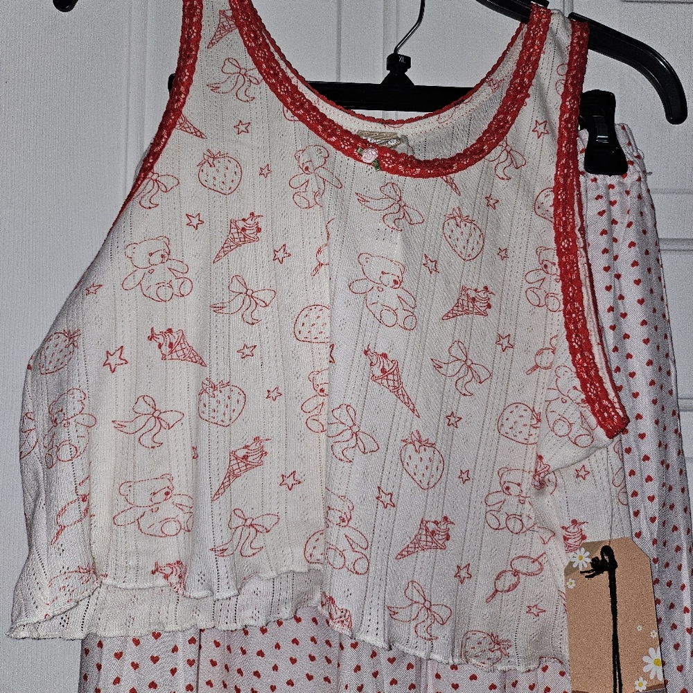 Mismatched PJ Set Women's XL Happily Grey Messy Bun Just Chillin NWT